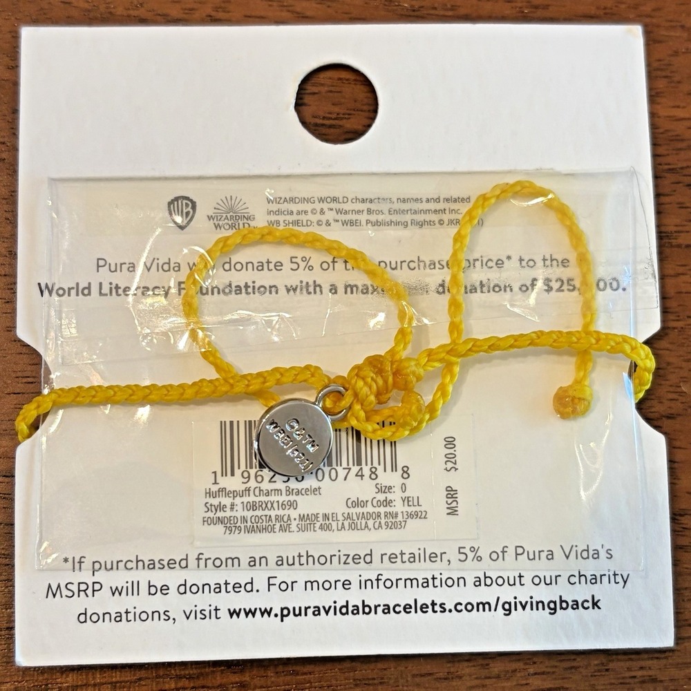 NEW Pura Vida Harry Potter Bracelet, Hufflepuff Charm on Mini Braid - Picture 4 of 5